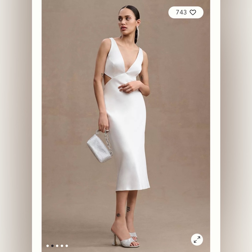 Anthropology BHLDN Sachin & Babi Sierra V-Neck Cutout Satin Midi Dress Sz 16 NWT - Picture 9 of 10